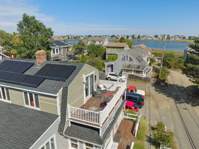 Aerial view of the deck and the Plum Island Basin