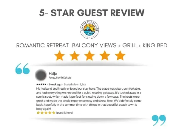 5 Star Review from a Recent Guest