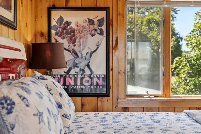 Bedroom area with a king bed, and clean provided linens