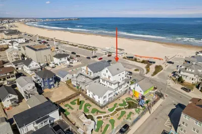 This is an aerial view of the Americana! Just steps from the beach!