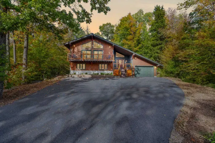 Twilight at Strasse Ski Chalet! Plenty of parking for vehicles