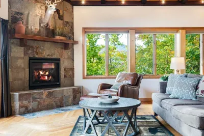 The fireplace - this is a gas fireplace and is easily controlled with the remote located by the TV!