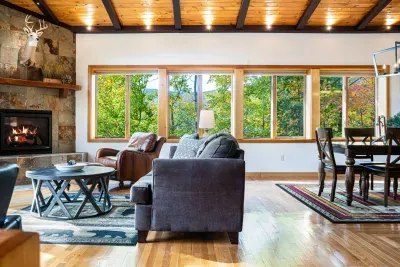 Cozy up on the couch with the fire going! Check out the partial mountain views!