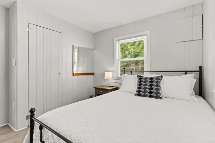 Bedroom #1 with queen bed  and Roku Smart TV