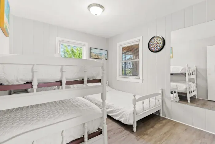 Bedroom #2 with twin-over twin bunk bed, and twin bed