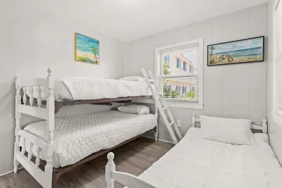 Bedroom #2 with twin-over twin bunk bed, and twin bed