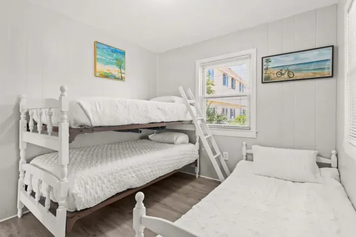 Bedroom #2 with twin-over twin bunk bed, and twin bed