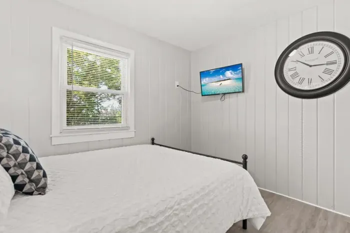 Bedroom #1 with queen bed  and Roku Smart TV