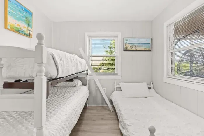 Bedroom #2 with twin-over twin bunk bed, and twin bed