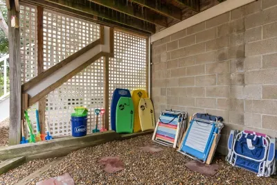 Beach chairs and beach toys provided