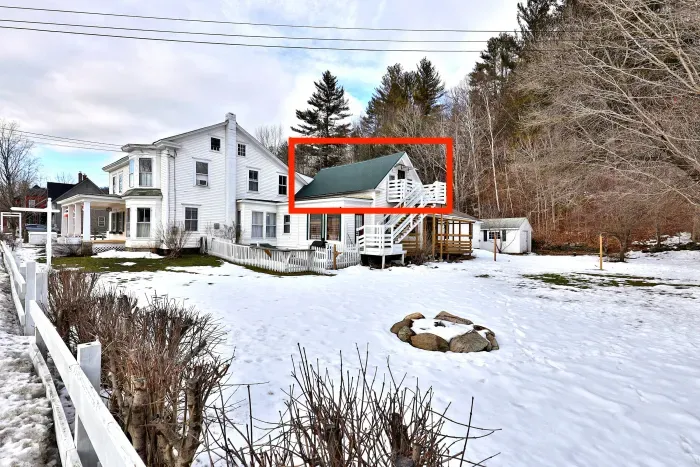 Ski VT overlooks large backyard boasting 3 season fire pit and views of the Ottaqueechee River (Note: We just purchased this property. Please excuse our outdoor appearance at the moment - it is undergoing some aesthetic changes like a sign change, new paint in some areas, etc. However, please rest assured the interior is completely designed, furnished and is well represented in the listing photos)