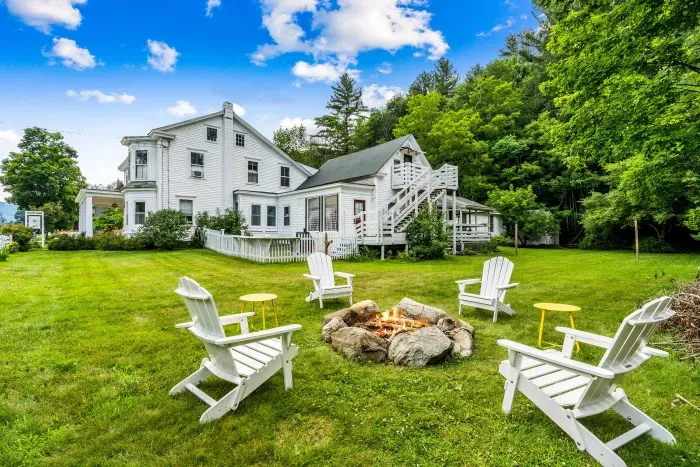 Large communal backyard and fire pit