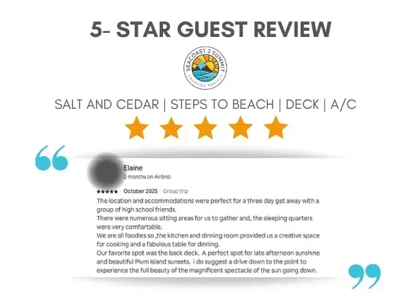 5 Star review from a recent guest