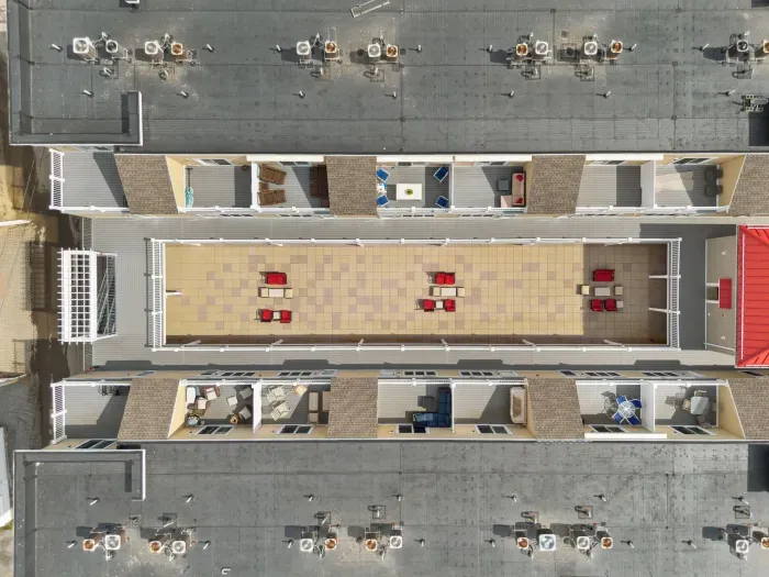 Bird's eye view of the building