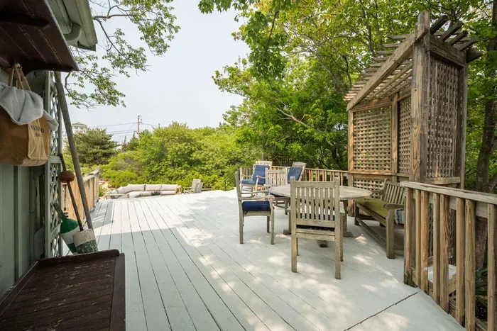 Looking to grill and have an outdoor meal? There's plenty of dining areas out on the deck!
