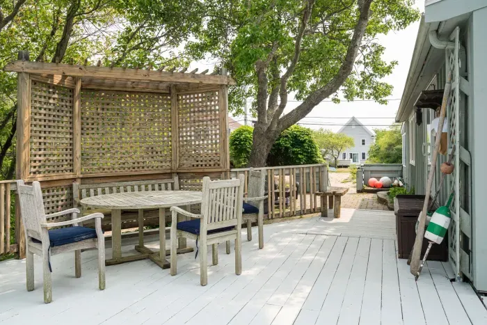 Looking to grill and have an outdoor meal? There's plenty of dining areas out on the deck!