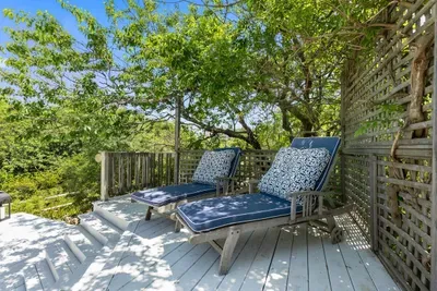 Lounge on the upper deck in the shade or the sun surrounded by old growth trees!