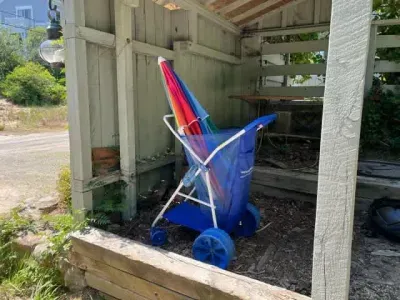 Beach cart and umbrella are provided!