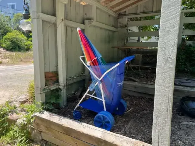 Beach cart and umbrella are provided!
