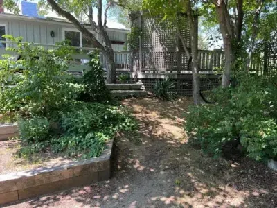 The alternative access to the main entry is via these two granite steps.