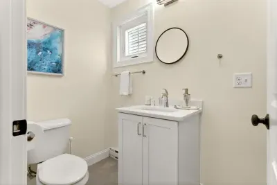 Bathroom #3 with standup tiled shower. Clean towels provided!