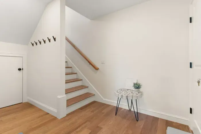 Stairs leading down to the ground level