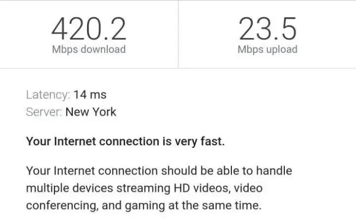 Lightning-fast internet connection