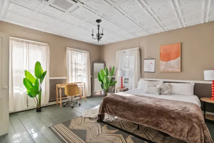 2nd King bedroom with provided bedding, extra blankets and towels