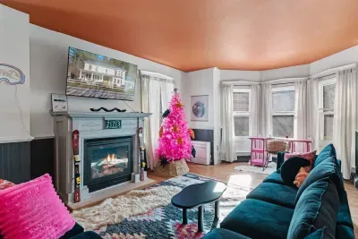Living room with fireplace