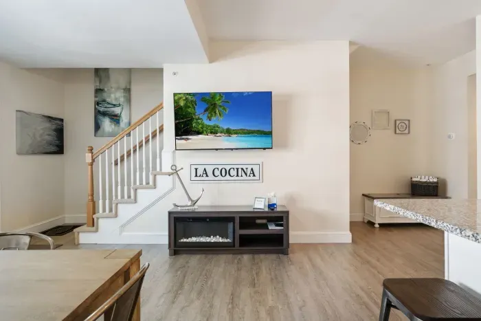 Smart TV located in the kitchen/dining room