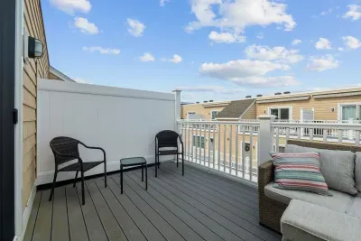 Chairs on the balcony for additional seating