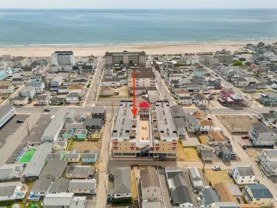 Aerial view of the building