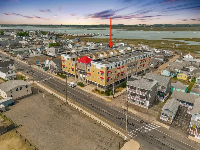 Aerial view of the building