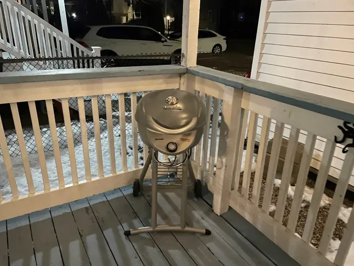 Electric grill on the deck