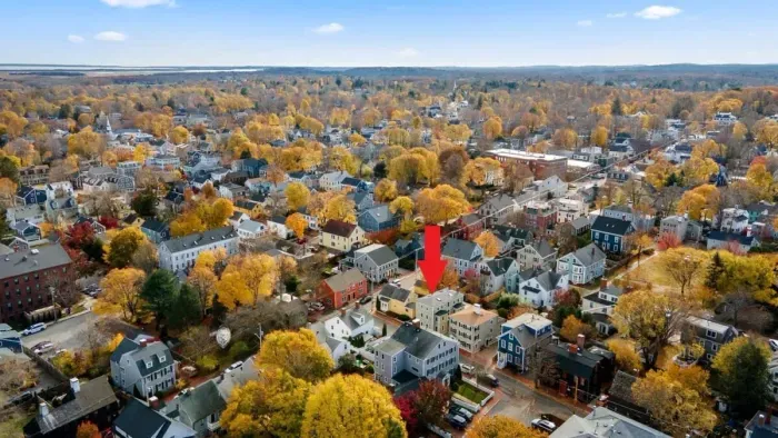 Aerial view, walking distance to downtown and the waterfront