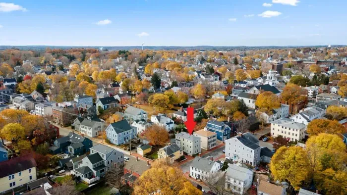 Aerial view, walking distance to downtown and the waterfront