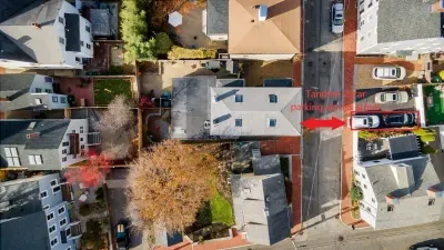 Aerial view of parking spaces