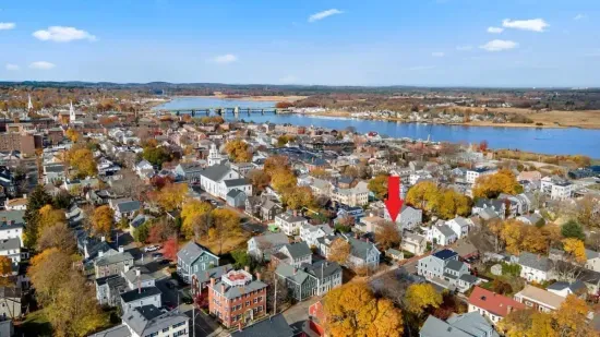 Aerial view, walking distance to downtown and the waterfront