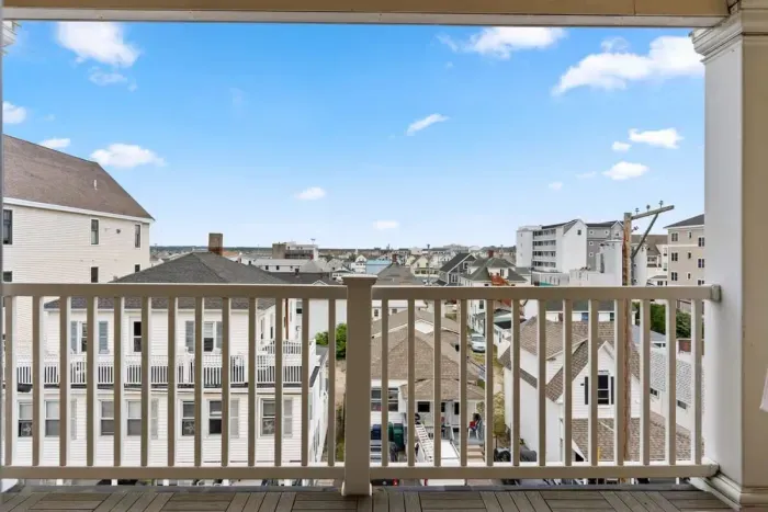 Private deck off the living room