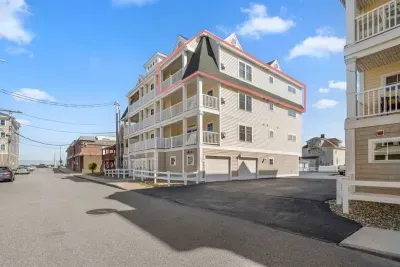 Street view of our condominium building. A half block to the beach. Condo is located on top floor, oceanside.