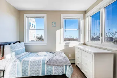 Bedroom #2 with a double and a single bed.  Clean linens provided.