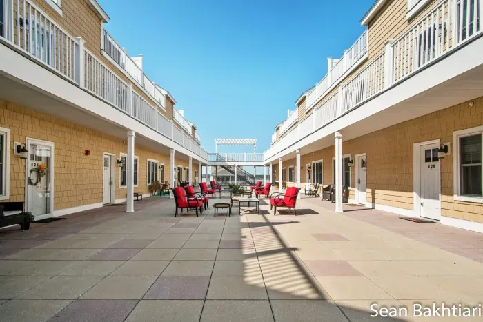 Secure common courtyard perfect for relaxing and sunbathing.