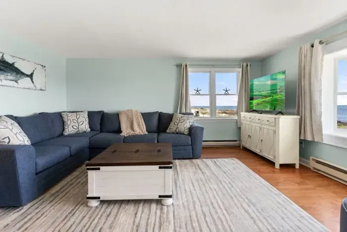 Living room with stunning unobstructed views of the ocean