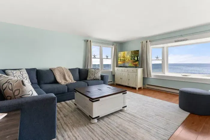 Living room with stunning unobstructed views of the ocean