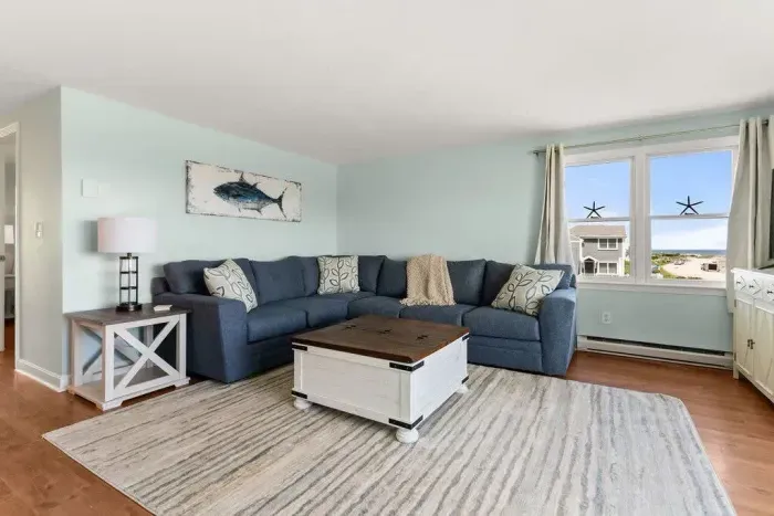 Living room with stunning unobstructed views of the ocean