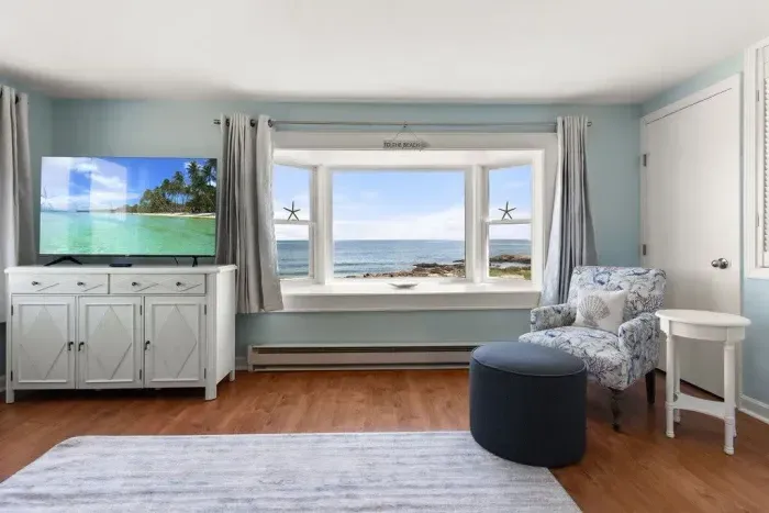 Living room with stunning unobstructed views of the ocean