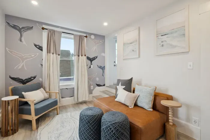 Cozy living space with smart roku TV