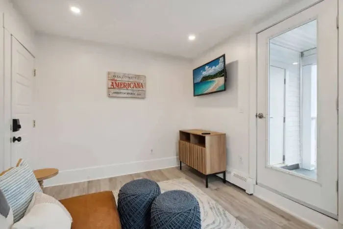 Cozy living space with smart roku TV