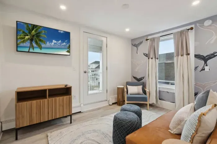 Cozy living space with smart roku TV