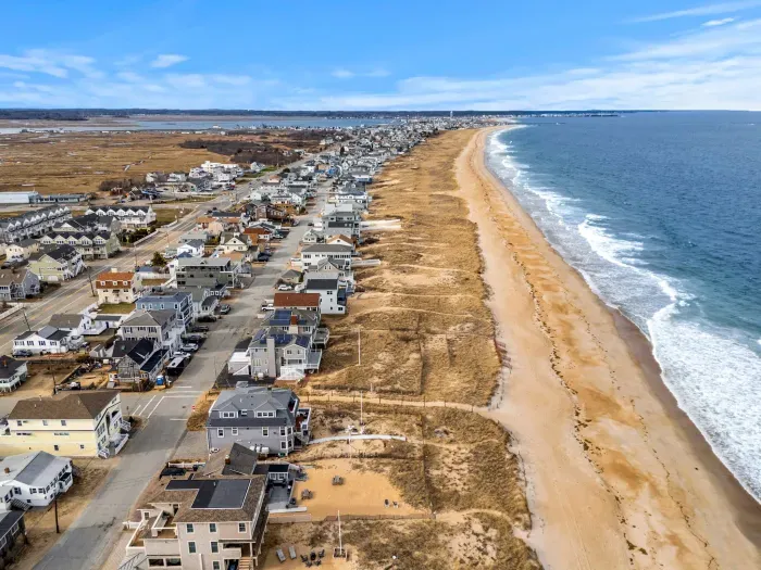 Aerial view of Serendipity Beach Retreat and the proximity to the ocean!